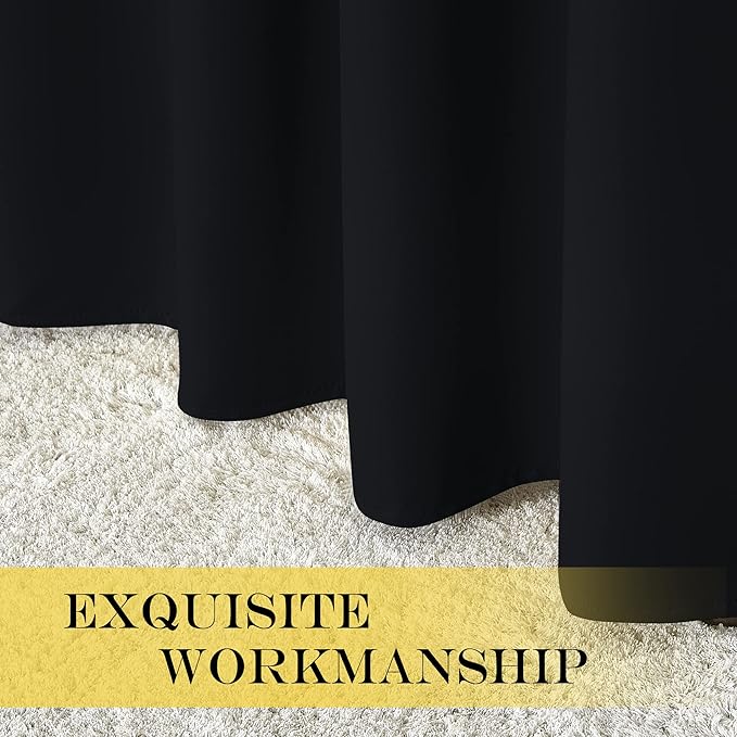 NICETOWN Blackout Black Curtain 72 inches Long, Grommet Thermal Insulated Window Treatment Light & Sound Blocking Drape for Living Room/Bedroom, W46 x L72, 1 Panel