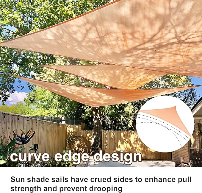 SUNLAX Sun Shade Sail 7' x 13' x 14.8' Peach Fuzz Rectangle Canopy Sail Shade Cover UV Block Permeable Sunshade Outdoor for Patio Backyard Deck Pergola (We Make Custom Size)