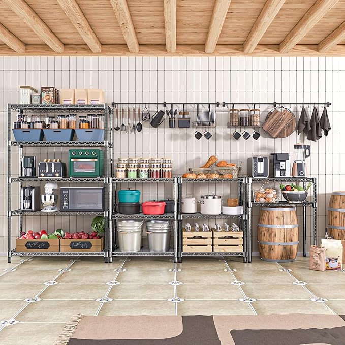 1750 lbs Steel Storage Shelving 5-Tier Utility Shelving Unit Steel Organizer Wire Rack for Home,Kitchen,Office,Garage, 1750 LBS Capacity 17.7" D x 47.2" W x 72.3" H