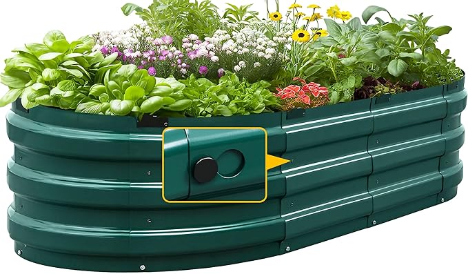 KING BIRD Raised Garden Bed Kit 2025 Upgraded 10-Minute Assembly Galvanized Planter Garden Box Outdoor for Gardening, Vegetables, Flowers, 47x24x12 in, Green