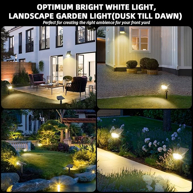 Solar Spot Lights Outdoor Landscape Lights, IP65 Outdoor Waterproof Spotlights, 40 LED's Outdoor Solar Lights for Yard Palm Trees Driveway Patio Pool 10 Pack