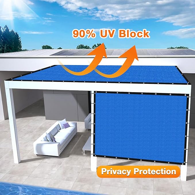Artpuch Outdoor Pergola Shade Cover 10' X 24' Sun Shade Cloth with Grommets, 90% UV Protection Canopy Patio Privacy Screen (Customized Available) GN107, Blue