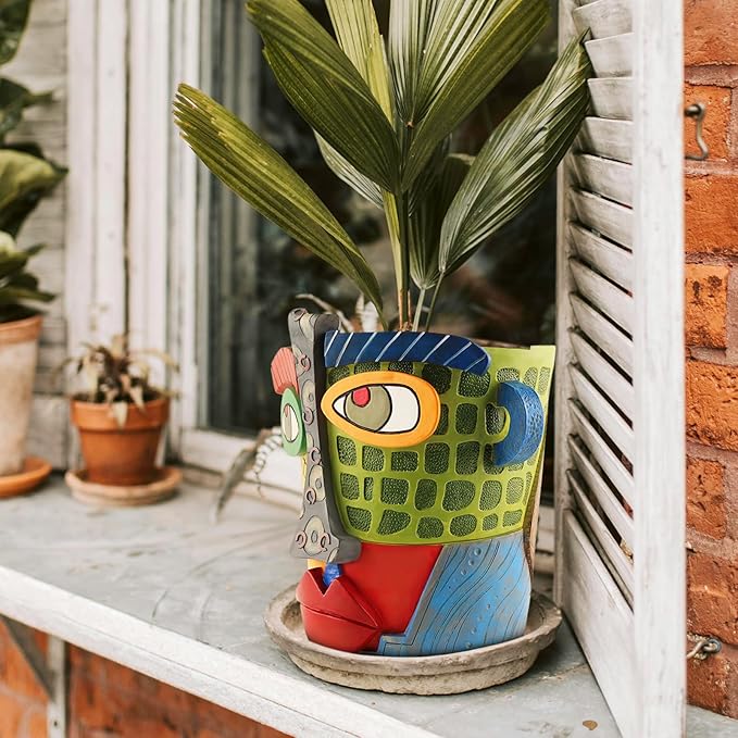 Abstract Face Planters Pots Head,Unique Head Planter for Indoor Plants,Funny Face Flower Pot,Colorful Plant Pots for Outdoor Garden Decor and Home Art Decoration(Modern)