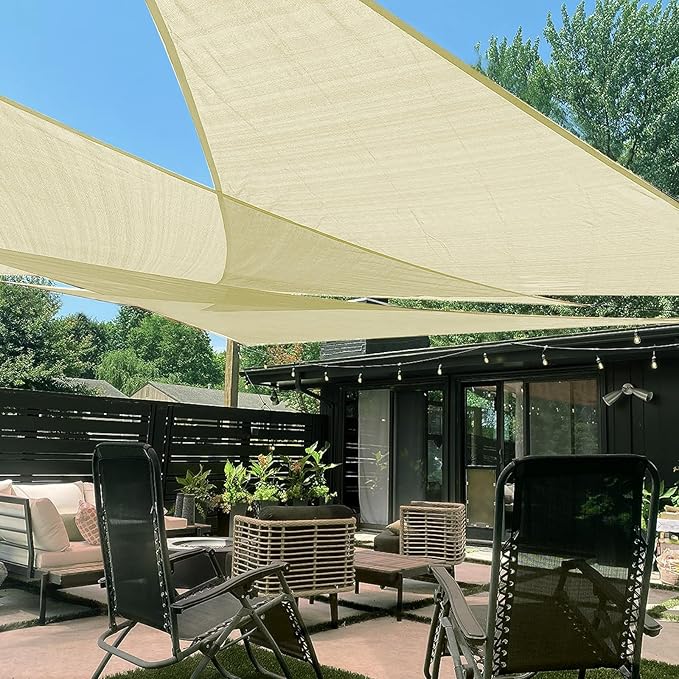 LOVE STORY Custom Size 16'x16'x22.6' Butter Cream Sun Shade Sail Right Triangle Sunhsade Fabric Awning Canopy for Patio Backyard Carport Pergola (Customized)