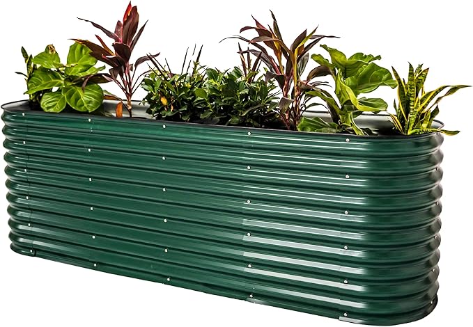 32" Extra Tall Raised Garden Bed Kits, 2 x 8 x 2.7ft Raised Planter Box Outdoor, 3.5 x 6.5 x 2.7ft Deep Root 9 in 1 Modular Metal Raised Beds for Gardening Vegetables Flowers Fruits - British Green