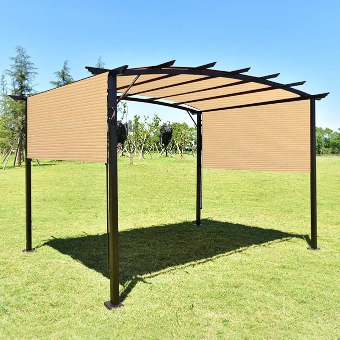 Eden's Decor Straight Flat-Edged Sun Shade Sail Rectangular 8' x 11' Beige UV-Blocking Outdoor Canopy Fabric Cloth Awning for Pergola Patio Garden Backyard Custom Size