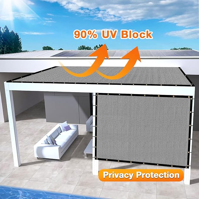 Artpuch Outdoor Pergola Shade Cover 16x21 FT Sun Shade Cloth with Grommets Light Grey 90% UV Protection Canopy Patio Privacy Screen (Customized Available)