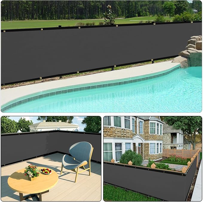 UPGRADE Privacy Fence Screen 3'x23' Dark Grey Outdoor 90% Visibility Blockage 170 GSM Mesh Shade Cover Panels for Backyard,Balcony,Home Decoration with Zip Ties,Customized Avaliable
