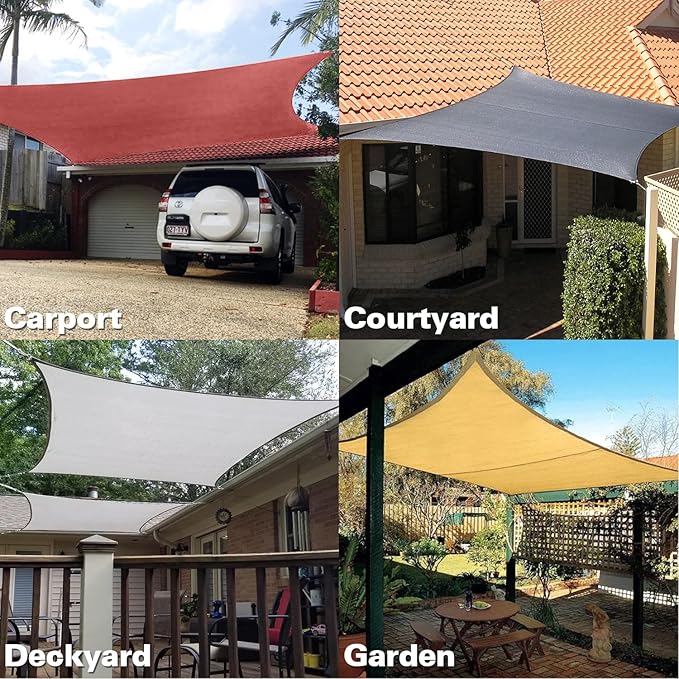 KANAGAWA 6'X9' Cream Custom Size Sun Shade Sail Rectangle UV Block Canopy Cover for Patio Backyard Lawn Garden Outdoor (Customized Available)