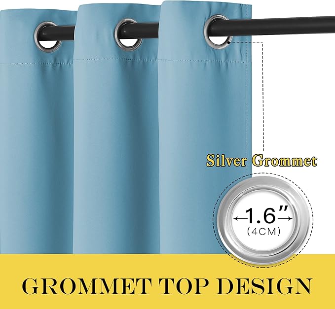 NICETOWN Blackout Room Divider Curtains for Sliding Glass Doors 102 Inches Long 1 Panel, Extra Wide Curtains for Doorway Patio Bedroom Living Room (Teal Blue, 80Wx102L, 1 Panel)