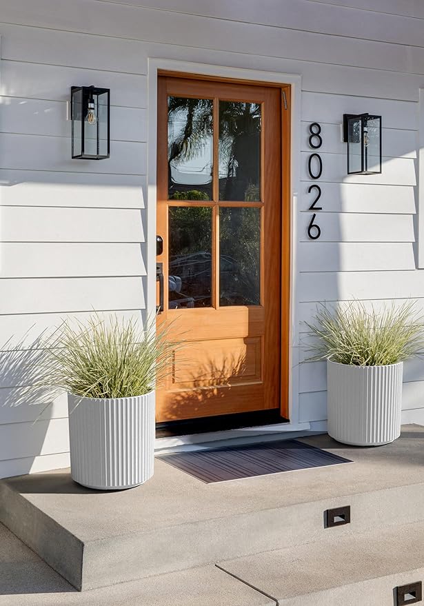 Veradek Round Demi Planter Pots for Indoor/Outdoor Garden Use | Made from Plastic - Concrete Mix with Drainage Holes | Perfect for Small to Large Succulent Plants, Flowers, Modern Interior Plants