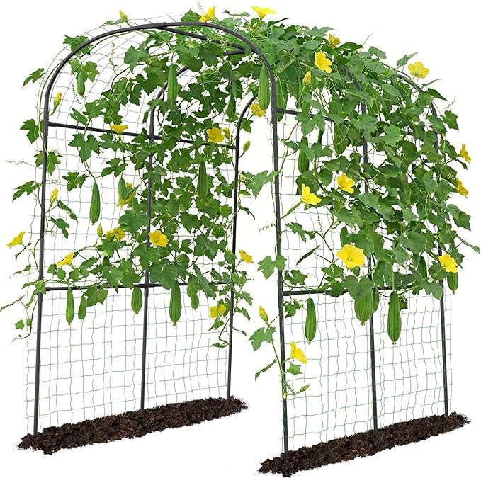 DoCred Tall Garden Arch Trellis for Climbing Plants, 83 Inch Tall Metal Plant Support Trellis Archway for Climbing Vine Vegetable/Fruit/Flower Outdoor Yard Lawn Garden Arch Tunnel Trellis