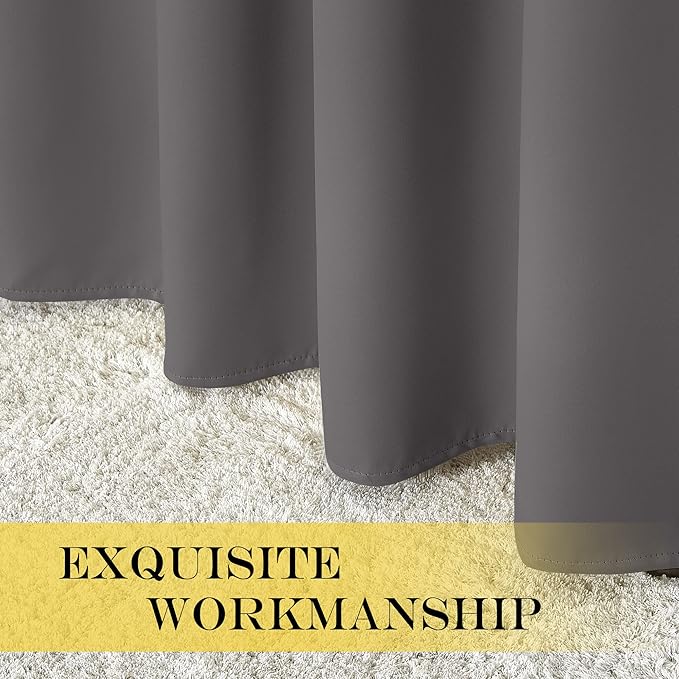 NICETOWN Blackout Gray Curtain 110 inch Length, Grommet Extra Long Thermal Curtain Room Darkening Window Treatment for Living Room/Sliding Door, W66 x L110, 1 Panel