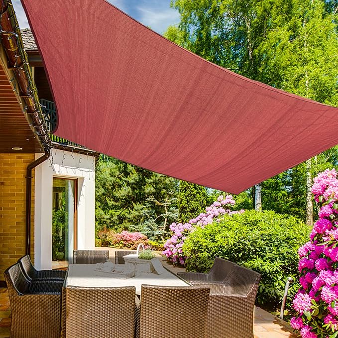 KANAGAWA 14'X16' Rust Red Custom Size Sun Shade Sail Rectangle UV Block Canopy Cover for Patio Backyard Lawn Garden Outdoor (Customized Available)