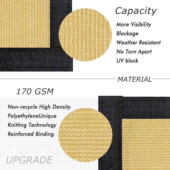 UPGRADE Privacy Screen Fence 8' x 50' Commercial Shade Cover with Brass Grommets Heavy Duty Perfect for Outdoor Back Yard-Sand, Customizable