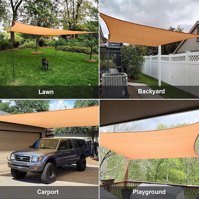 SUNLAX Sun Shade Sail 10' x 23' Peach Fuzz Rectangle Canopy Sail Shade Cover UV Block Permeable Sunshade Outdoor for Patio Backyard Deck Pergola (We Make Custom Size)