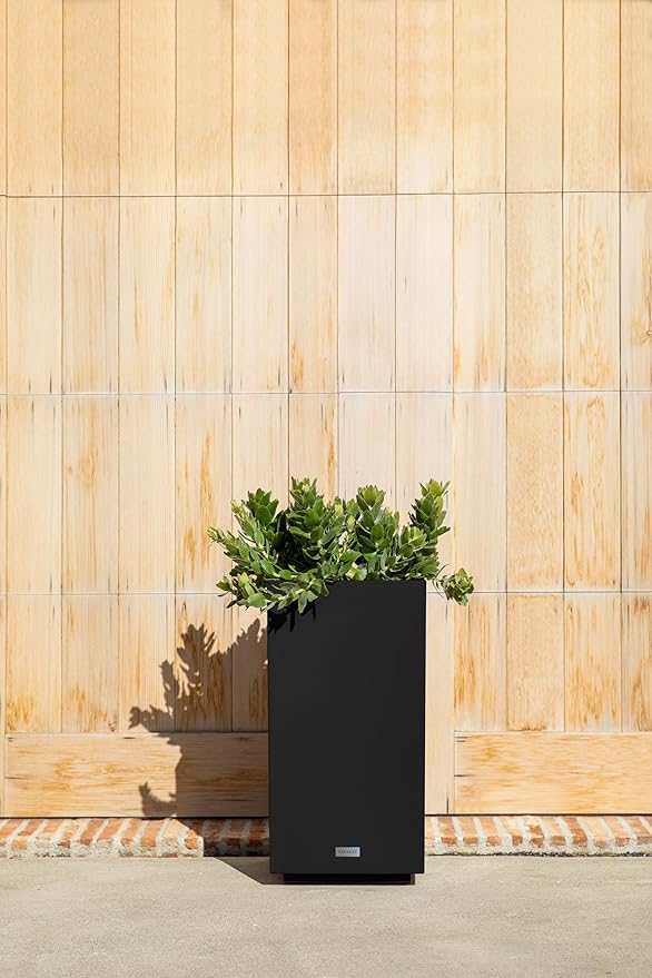 Veradek Block Series Pedestal Planter - Tall Planter for Indoor or Outdoor Front Porch | All-Weather Use with Removable Insert Bucket | Modern Décor for Flowers, Tall Trees, Faux Plants