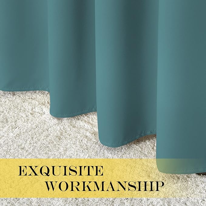 NICETOWN Room Divider Curtain 132 Inches Long, Wide Blackout Sliding Door Curtain for Bedroom, Room Darkening Privacy Window Curtain for Patio Door (1 Panel Set, Sea Teal, 80 x 132 Inch)