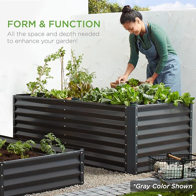 Best Choice Products 6x3x2ft Outdoor Metal Raised Garden Bed, Deep Root Box Planter for Vegetables, Flowers, Herbs, 269 Gallon Capacity, 100% Non Toxic Materials - Sage Green