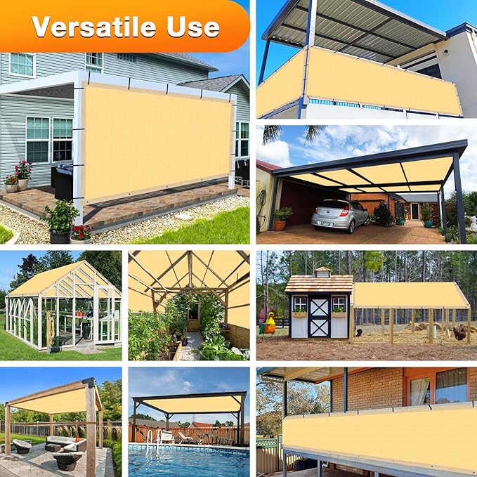 Artpuch Outdoor Pergola Shade Cover 12x23 FT Sun Shade Cloth with Grommets Sand 90% UV Protection Canopy Patio Privacy Screen (Customized Available)