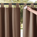 NICETOWN 2 Panels Outdoor Curtainss for Patio Waterproof Extra Wide 84" W x 84" L, Sticky Tab Top Vertical Blinds Thermal Insulated Sunlight Block Blackout Slider Drapes for Lounge/Balcony, Tan