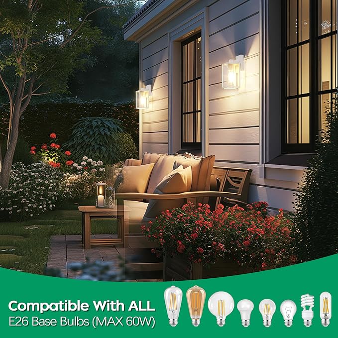 WIHTU White Outdoor Lights for House, LED Exterior Front Porch Light fixtures for Outside, Waterproof Wall Sconce Lantern Lamp, Coach Lights for Patio, Garage, Doorway, Entryway