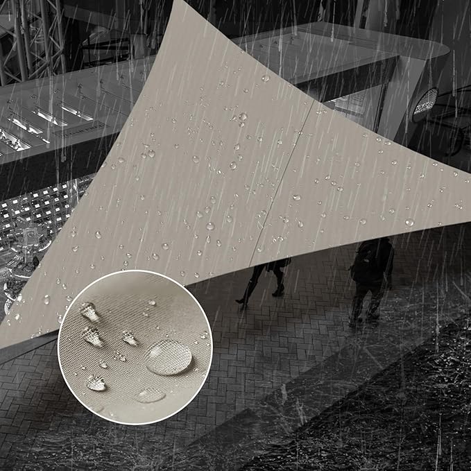 SUNNY GUARD Waterproof Sun Shade Sail 7'x10'x12.2' Taupe Right Triangle UV Block Sunshade for Backyard Yard Deck Patio Garden Outdoor Activities and Facility(Customized)