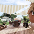Patio Paradise 18' x 18' x 18' Sun Shade Sail Triangle Canopy Shade Cloth Fabric Sunlight Block Patio Pergola Cover HDPE Deck Awning for Outdoor Backyard Roof Shading, Beige White Strip