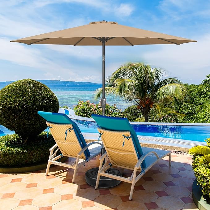 Simple Deluxe 9' Patio Umbrella Outdoor Table Market Yard Umbrella with Push Button Tilt/Crank