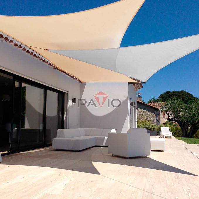 Patio Paradise 9' x 9' x 9' Sun Shade Sail Triangle Canopy Shade Cloth Fabric Sunlight Block Patio Pergola Cover HDPE Deck Awning for Outdoor Backyard Roof Shading, Gray