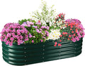 17" Tall Elevated Oval Metal Raised Garden Bed - 5ft x 2ft in Size and 0.8MM Thick Durable Planter Bed/Box for Vegetables Flowers Succulent at Patio/Garden Outdoor (Dark Green, 5X2X1.4 FT)