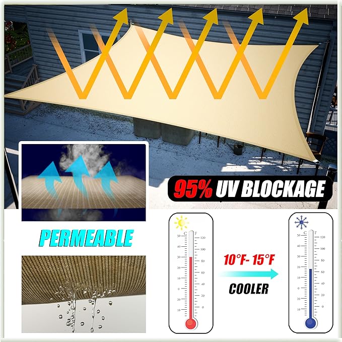 Amgo Custom Size 15' x 17' x 22.7' Gray Right Triangle Sun Shade Sail UPF50+ AGTAPRT12, Order to Make Canopy Awning, 95% UV Blockage, Water & Air Permeable, Commercial Standard (We Customize)
