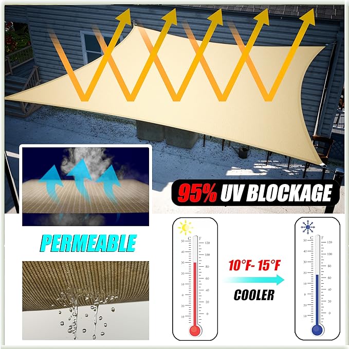 Amgo Custom Size 13' x 24' x 27.3' Blue Right Triangle Sun Shade Sail Order to Make Canopy Awning UPF50+ AGSLT, 95% UV Blockage, Water & Air Permeable, 200GSM Commercial Standard (We Customize)