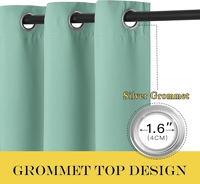NICETOWN Blackout Curtain Panel 63 inch Long for Window - Thermal Insulated Solid Grommet Blackout Drape for Bedroom Living Room Kitchen (Single Panel, 52W x 63L, Aqua Blue)
