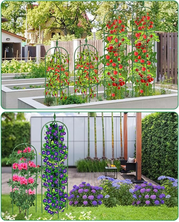 Garden Trellis for Climbing Plants Outdoor & Indoor - 2 Pack 6Ft Tall Rustproof Plant Support Cage for Vines, Flowers, Vegetables, Roses | Heavy-Duty, Adjustable & Decorative
