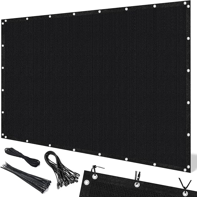 Artpuch 90% Sun Shade Cloth, 6 x 12 FT Pergola Shade Cover Canopy with Grommets, Sun Screen Fabric Tarp for Patio, Outdoor, Garden, Backyard, Black
