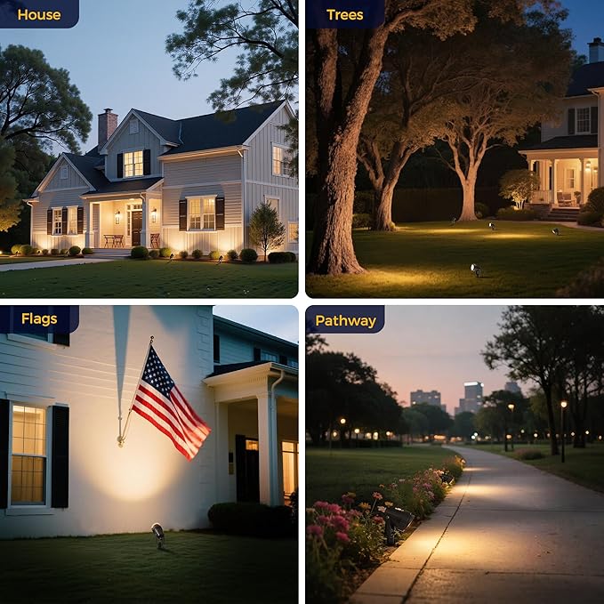 L LOHAS LED 5W Dusk to Dawn Outdoor Lighting, Auto On/Off 3000K Landscape Outdoor Spotlight, IP66 Waterproof Plug in Spot Lights for Yard, Garden, House, Pathway, Plant, UL Listed (2 Pack)