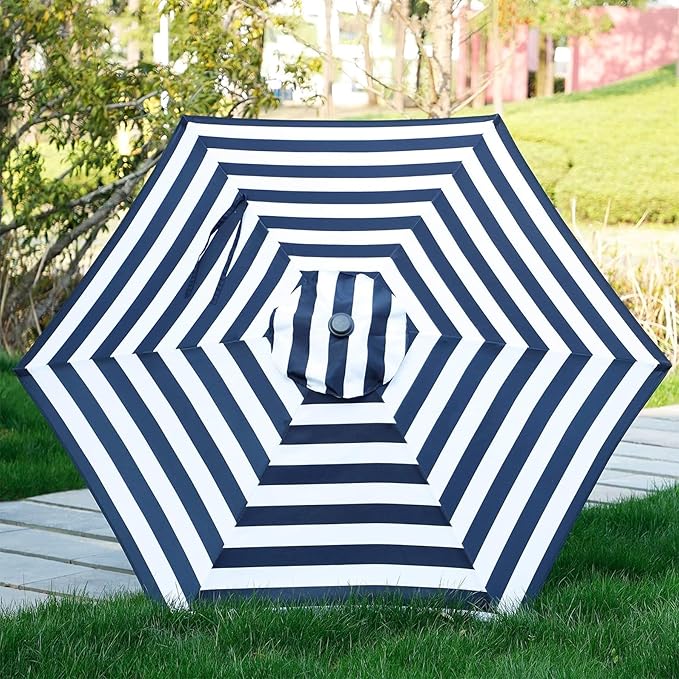 Blissun 7.5 ft Patio Umbrella, Yard Umbrella, Outdoor Market Umbrella with Push Button Tilt Crank (Black&White)