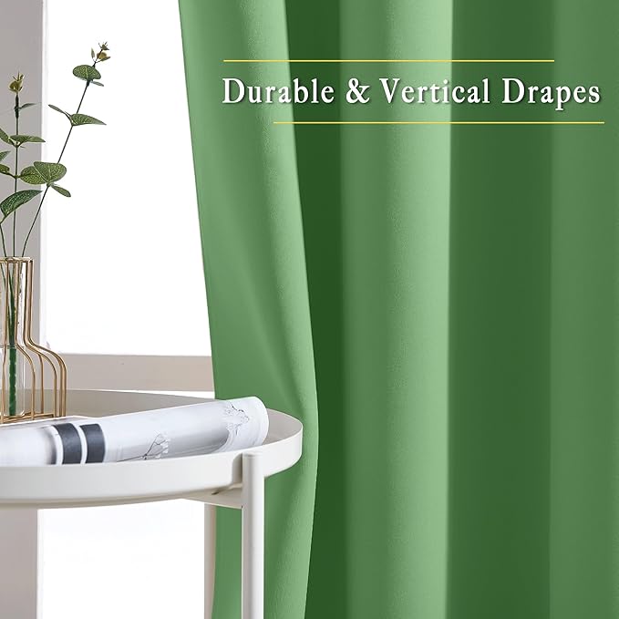 NICETOWN Bedroom Curtain Room Darkening Drapery 102 inches Length - Home Fashion Thermal Insulated Grommet Room Darkening Curtain for Living Room (Froest Green, 1 Panel, 52 x 102 inches)