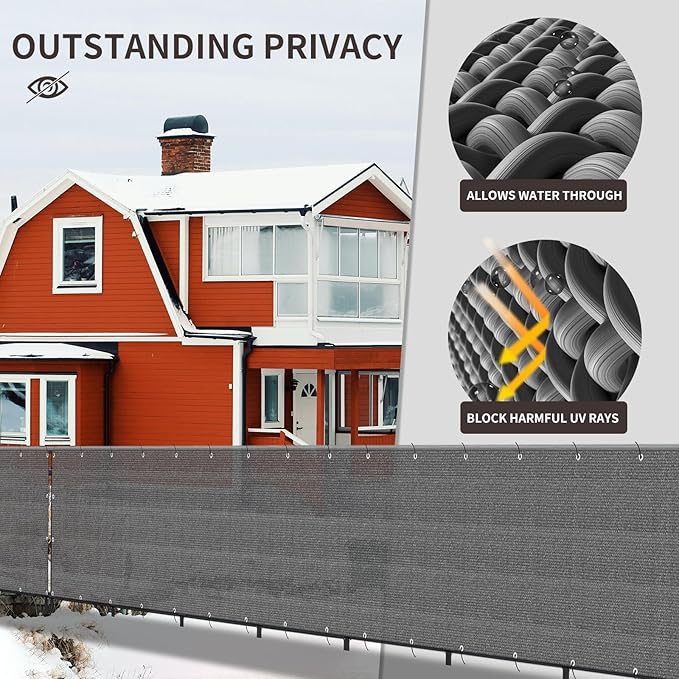 LOVE STORY Custom Size 2'6''x19' Dark Grey Balcony Privacy Screen,UV Block Privacy Fence Screen,90% Shield for Outdoor Pool Garden Apartment Railing