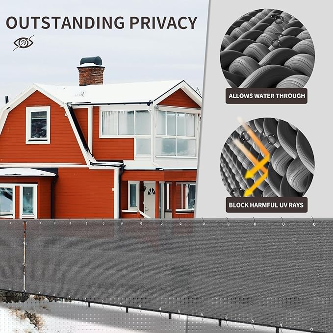 LOVE STORY Custom Size 2'6''x15' Dark Grey Balcony Privacy Screen,UV Block Privacy Fence Screen,90% Shield for Outdoor Pool Garden Apartment Railing