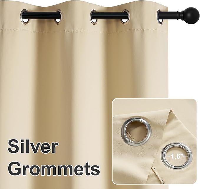 RYB HOME Outdoor Curtains for Patio Waterproof Block Sunlight Thermal Insulated Privacy Assured Thick Outside Curtains for Porch, Gazebo, Pergola, W84 x L84, Biscotti Beige, 1 Panel
