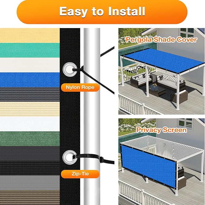 Artpuch Outdoor Pergola Shade Cover 4' X 11' Sun Shade Cloth with Grommets, 90% UV Protection Canopy Patio Privacy Screen (Customized Available) GN107, Blue