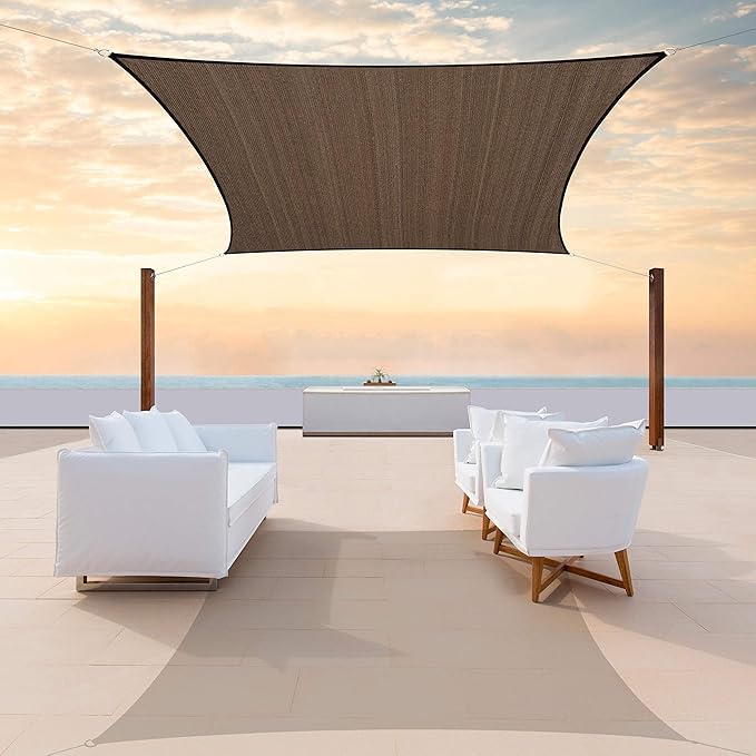 ColourTree TAPR1616 Custom Size 9' x 15' Brown Sun Shade Sail Canopy UV Block UPF50 Rectangle - Commercial Standard Heavy Duty - 190 GSM - 3 Years Warranty
