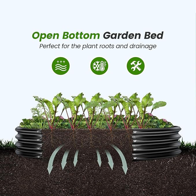 Land Guard 3×3×1ft Galvanized Raised Garden Bed Kit, Round Galvanized Planter Raised Garden Boxes Outdoor, Large Metal Raised Garden Beds for Vegetables, Grey