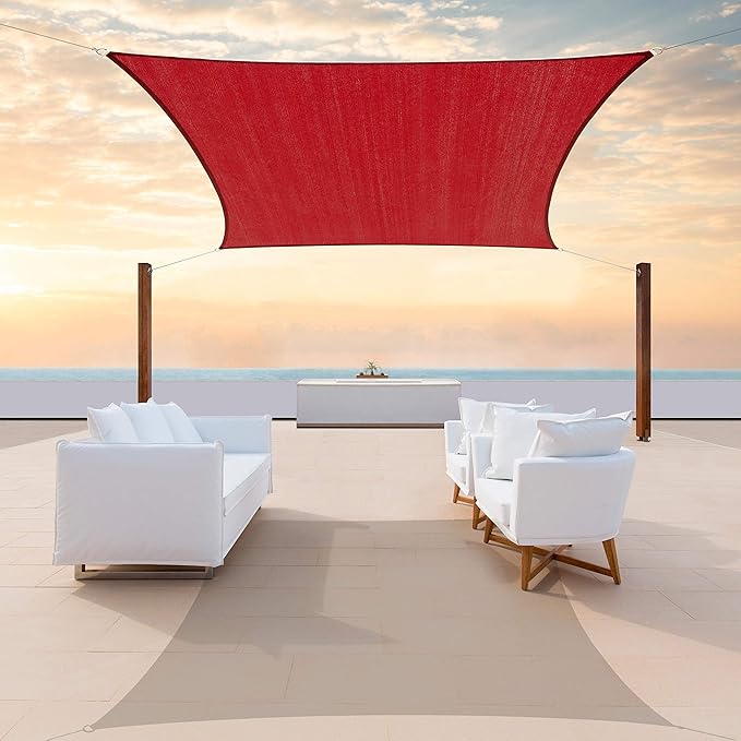 ColourTree TAPR1616 Custom Size 10' x 12' Red Sun Shade Sail Canopy UV Block UPF50 Rectangle - Commercial Standard Heavy Duty - 190 GSM - 3 Years Warranty