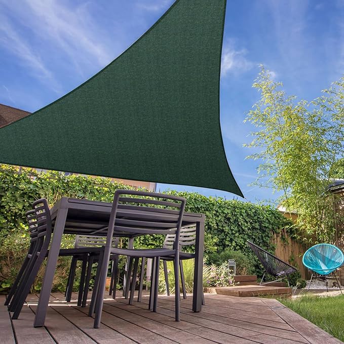 E&K Sunrise 22' x 22' x 22' Sun Shade Sail Triangle Canopy Shade Cover UV Block for Patio Backyard Garden Outdoor (Green)