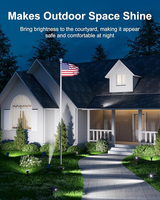 6 Pack Solar Power Spot Lights Outdoor Waterproof LED Dusk to Dawn Landscape Spotlight Lamp for Outside Yard, Tree, Flag, Plants, Garden, Statues, Outside, 3 Modes, 18 Hours Accent Ambient Lighting