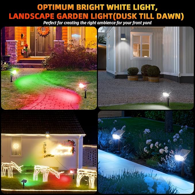 Solar Spotlights Outdoor, 40 LED s Color Changing RGB Waterproof Landscape Lights with 9 Light Modes, Colored Solar Spot Lights Auto On/Off, for Pathway Garden Pool Patio Yard