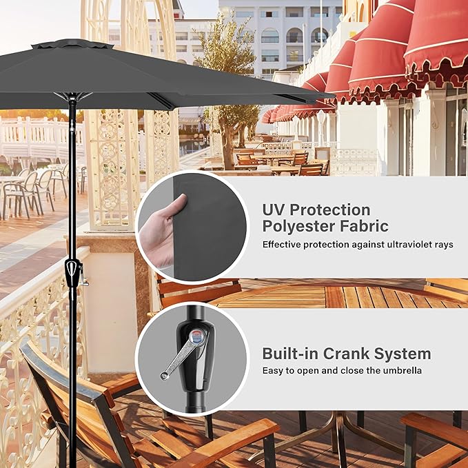 Simple Deluxe 9' Patio Umbrella Outdoor Table Market Yard Umbrella with Push Button Tilt/Crank